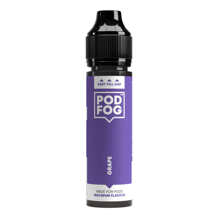 POD FOG Grape 60ml Long Fill bottle for pod devices, 50/50 e-liquid blend, perfect with 70/30 Nic Shots or Nicotine Salts for maximum flavor.