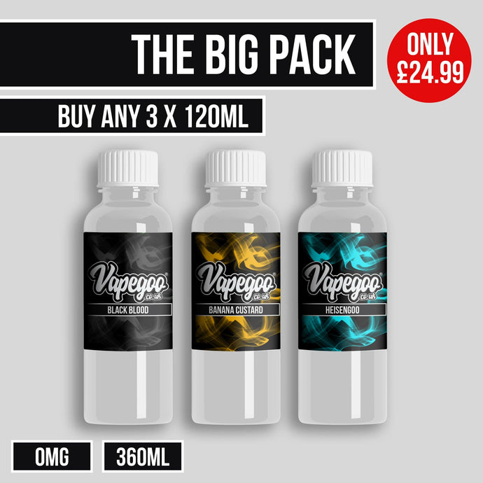 Vapegoo Big Pack E Liquid Bundle Deal - 0mg (360ml) Only £24.99