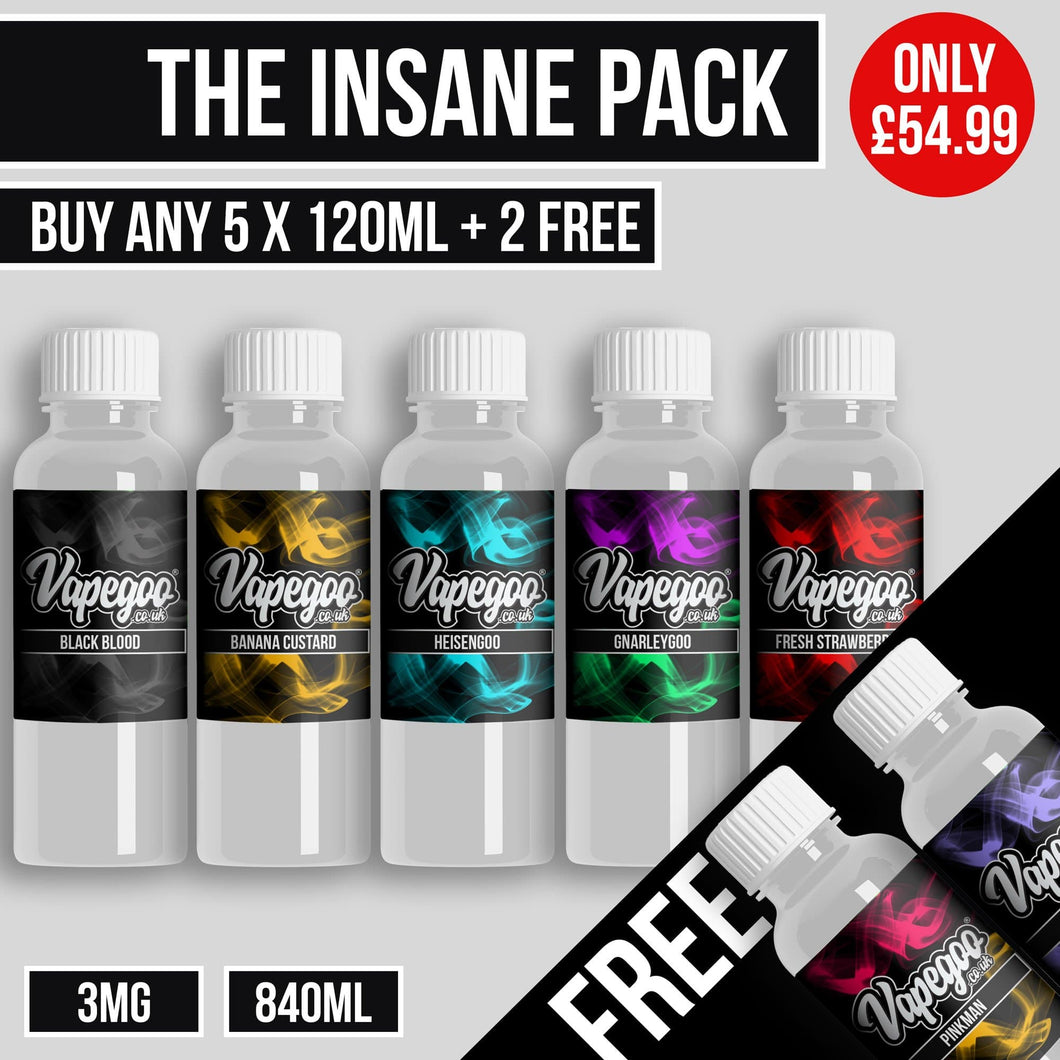 Vapegoo Insane Pack E Liquid Bundle Deal - 3mg (840ml) Only £54.99