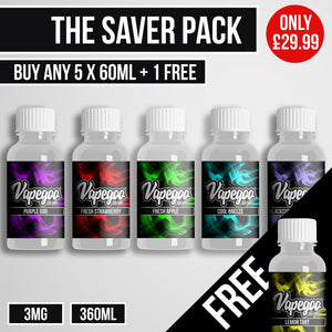 Vapegoo Saver E Liquid Bundle Deal - 3mg (360ml) Only £29.99