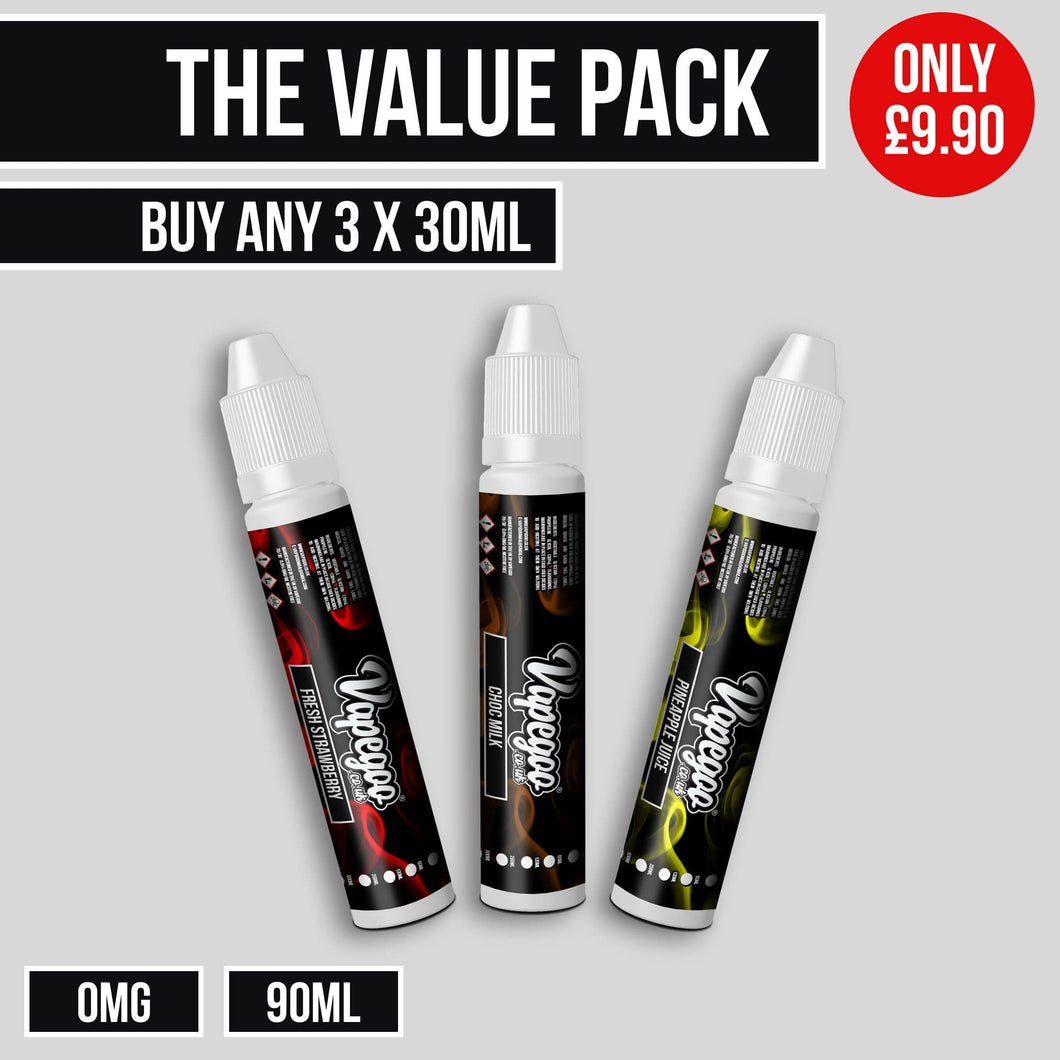 Vapegoo Value E Liquid Bundle Deal - 0mg (90ml) Only £9.90