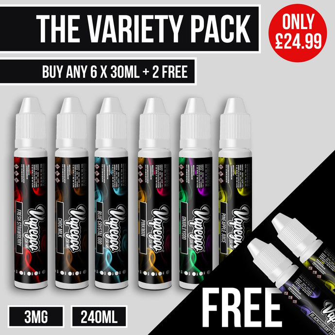 Vapegoo Variety E Liquid Bundle Deal - 3mg (240ml) Only £24.99